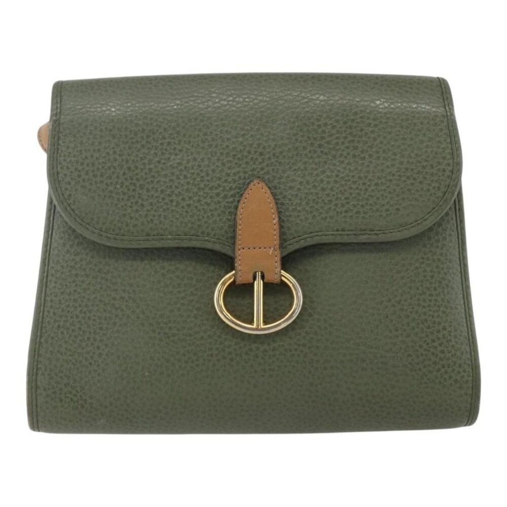 Authentic Christian Dior Shoulder Bag Leather Khaki Gold - Picture 5 of 16